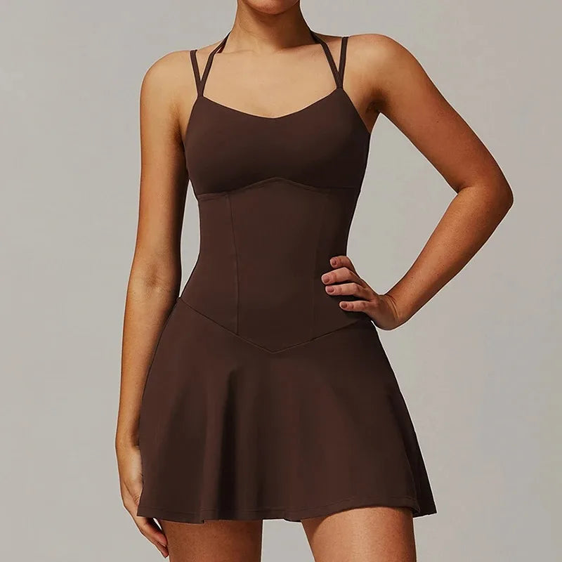 Womens Quick-Dry Sports Dresses Casual Tennis Dress Workout Golf Skirts Athletic Skorts With Side Pocket Jumpsuit