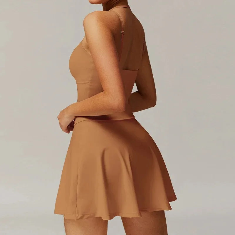 Womens Quick-Dry Sports Dresses Casual Tennis Dress Workout Golf Skirts Athletic Skorts With Side Pocket Jumpsuit