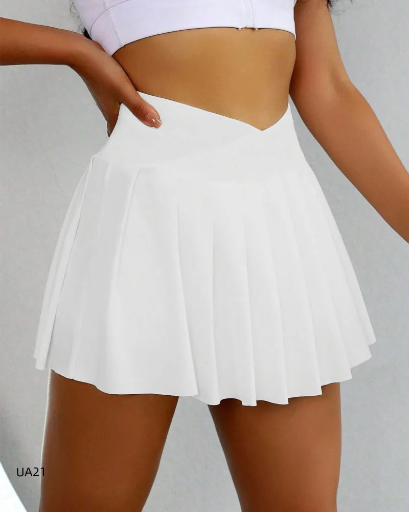 Women Summer Sports Skirt Yoga Pants Running Fitness Tennis Skirt Golf Skirt Quick drying Breathable High waisted pleated skirt