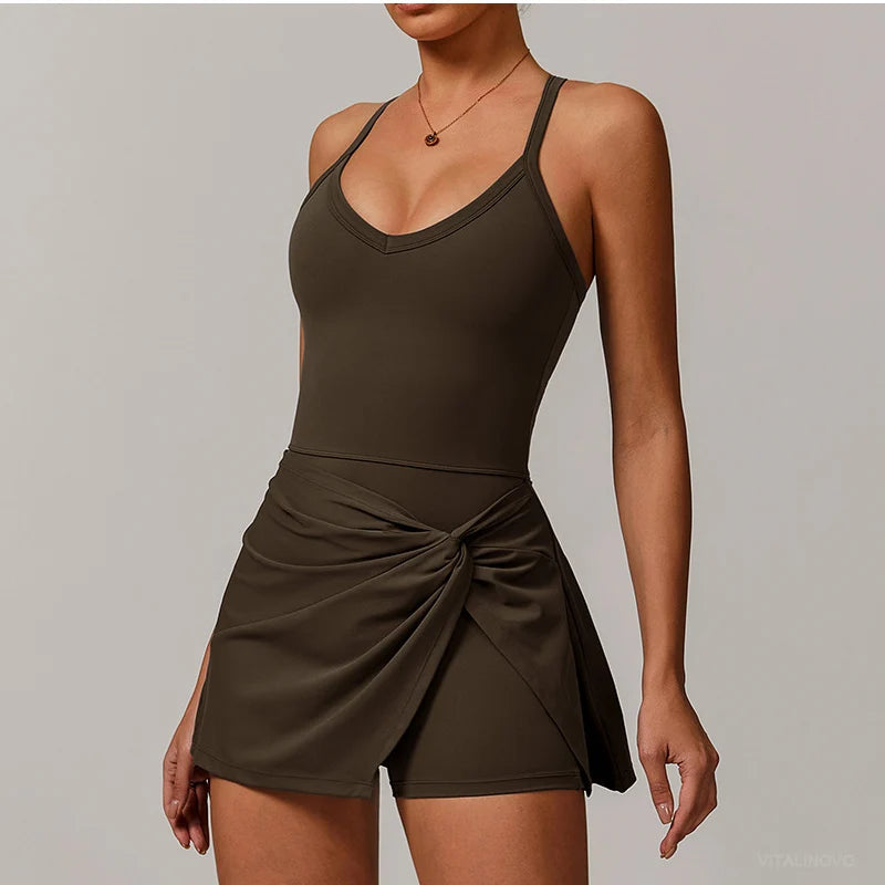 Womens Tennis Dress with Shorts Underneath