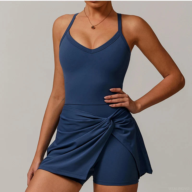 Womens Tennis Dress with Shorts Underneath