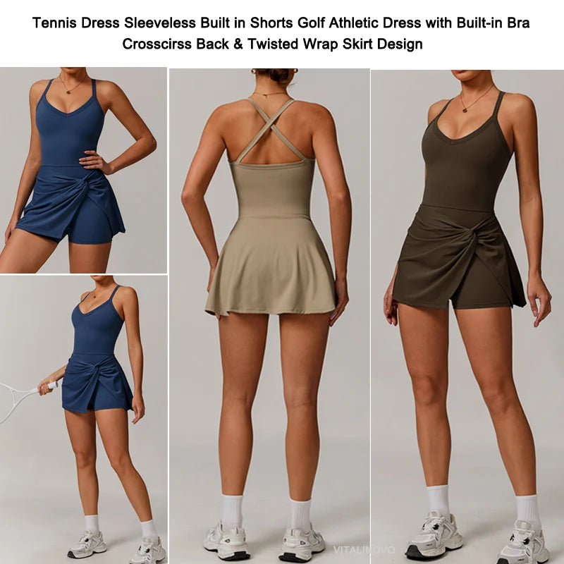 Womens Tennis Dress with Shorts Underneath