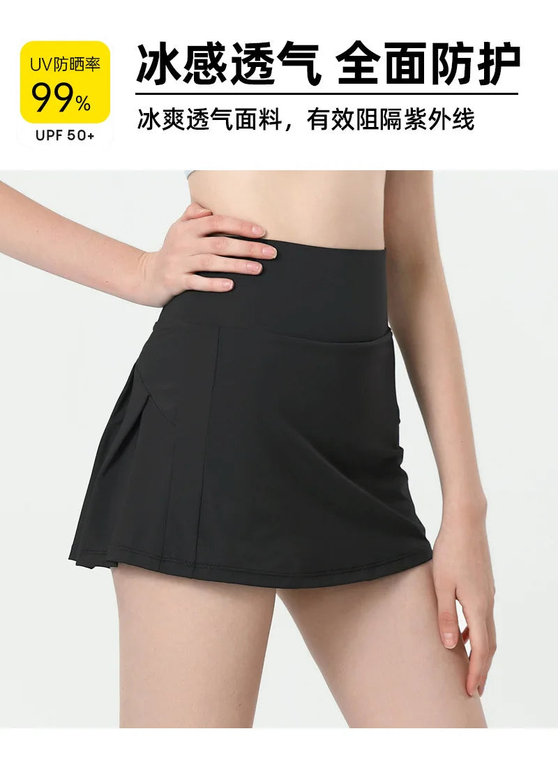 Summer High Waist Sports Short Skirt Lined Shorts