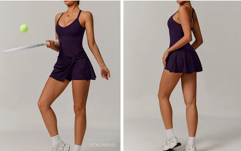 Womens Tennis Dress with Shorts Underneath