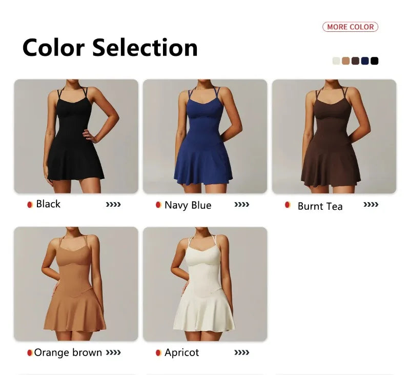 Womens Quick-Dry Sports Dresses Casual Tennis Dress Workout Golf Skirts Athletic Skorts With Side Pocket Jumpsuit