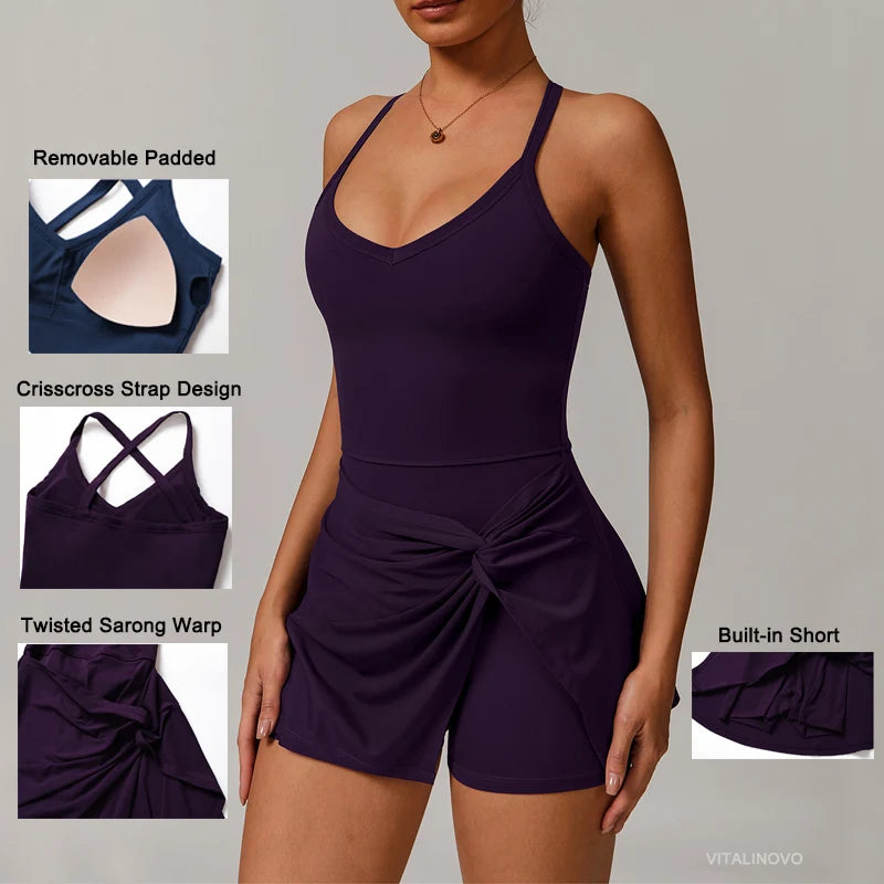Womens Tennis Dress with Shorts Underneath