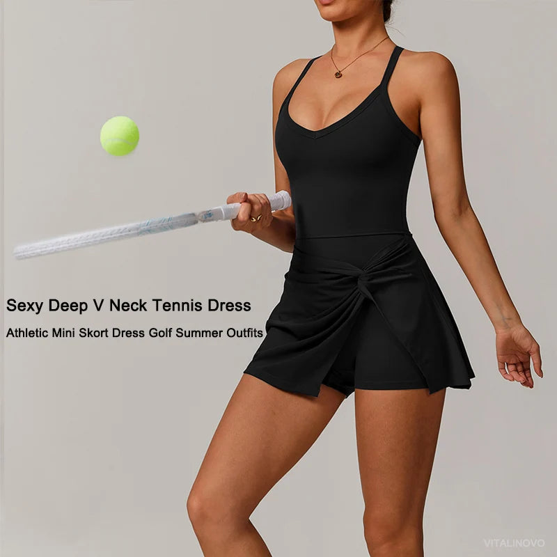 Womens Tennis Dress with Shorts Underneath