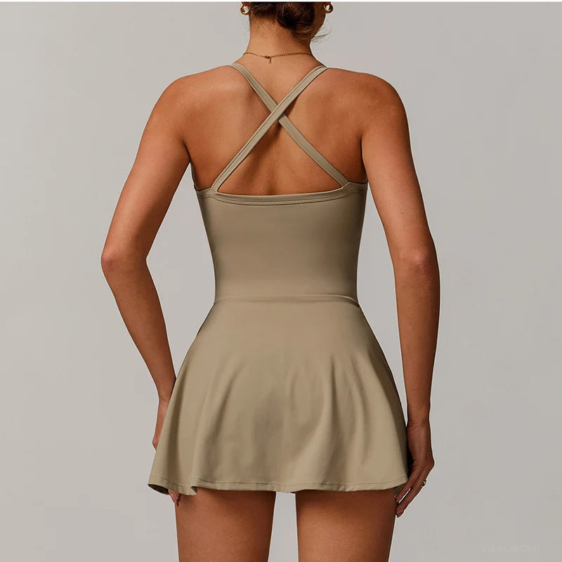 Womens Tennis Dress with Shorts Underneath