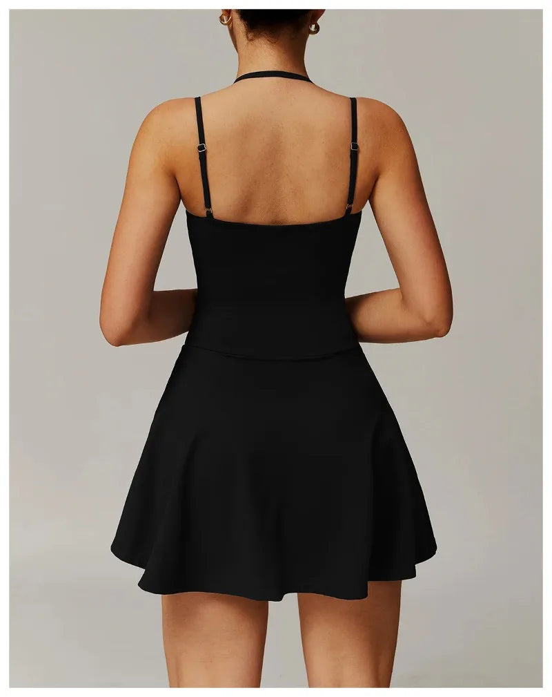 Womens Quick-Dry Sports Dresses Casual Tennis Dress Workout Golf Skirts Athletic Skorts With Side Pocket Jumpsuit