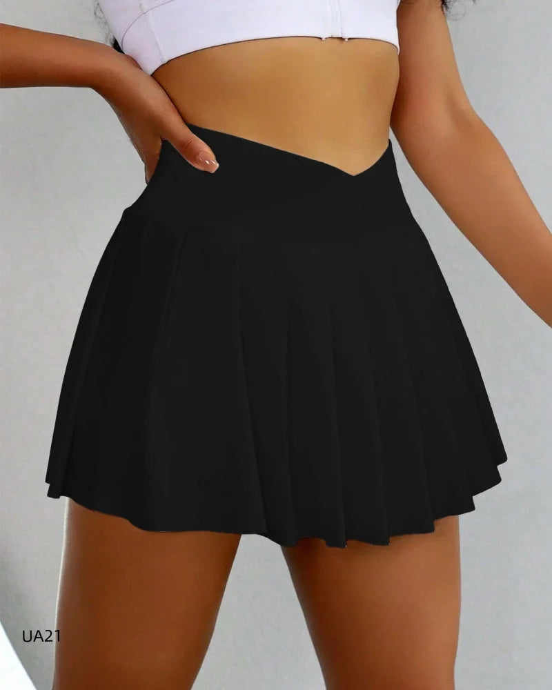 Women Summer Sports Skirt Yoga Pants Running Fitness Tennis Skirt Golf Skirt Quick drying Breathable High waisted pleated skirt