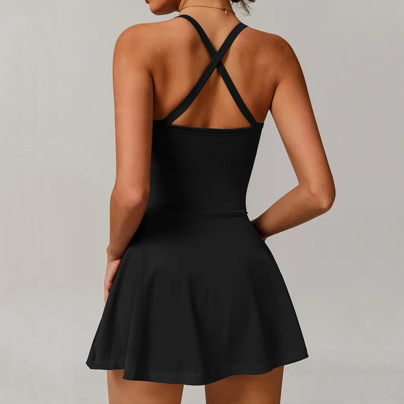 Womens Tennis Dress with Shorts Underneath