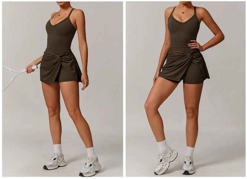 Womens Tennis Dress with Shorts Underneath