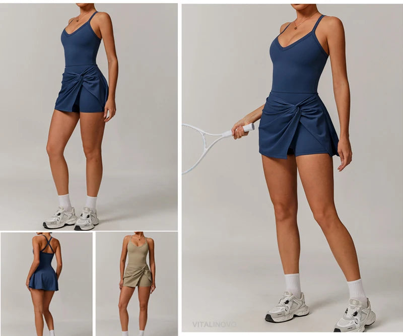 Womens Tennis Dress with Shorts Underneath