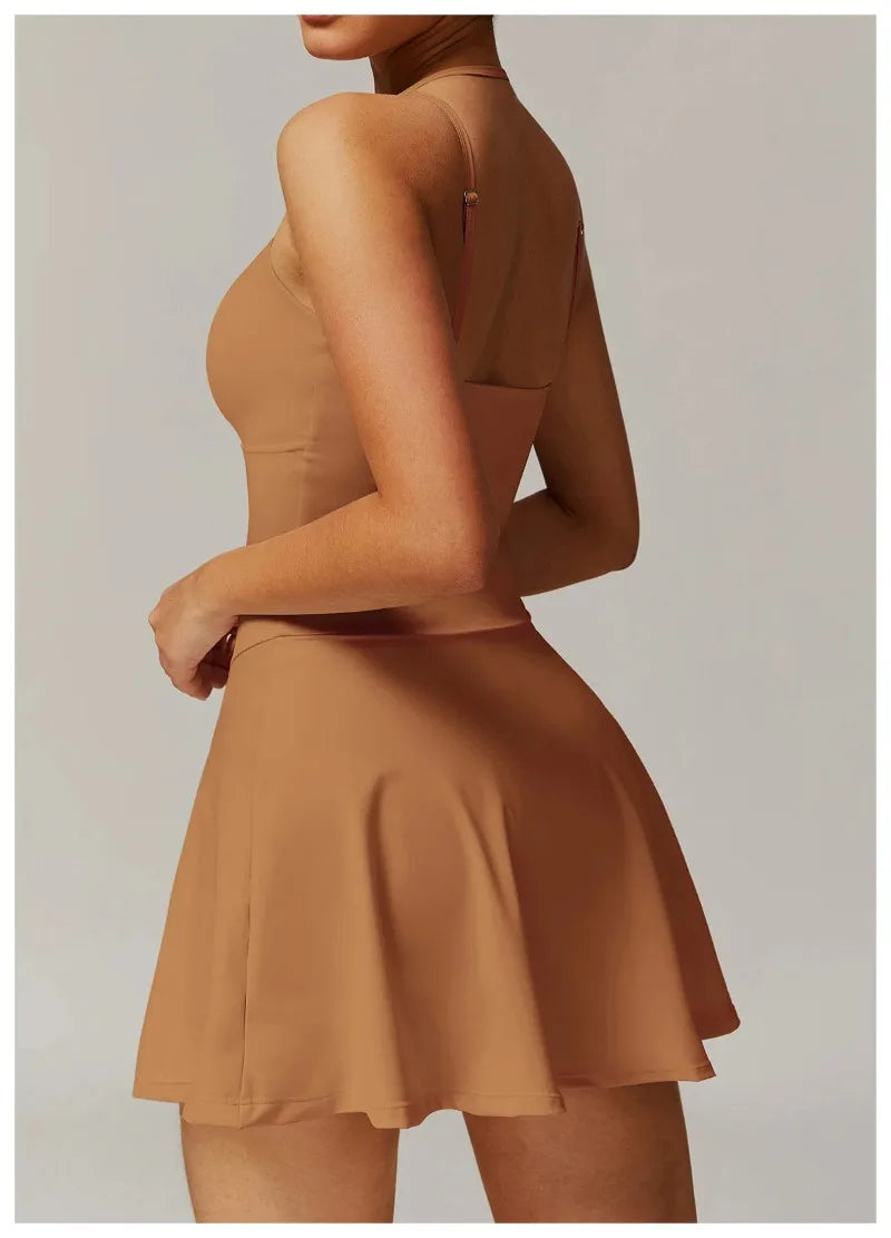 Womens Quick-Dry Sports Dresses Casual Tennis Dress Workout Golf Skirts Athletic Skorts With Side Pocket Jumpsuit