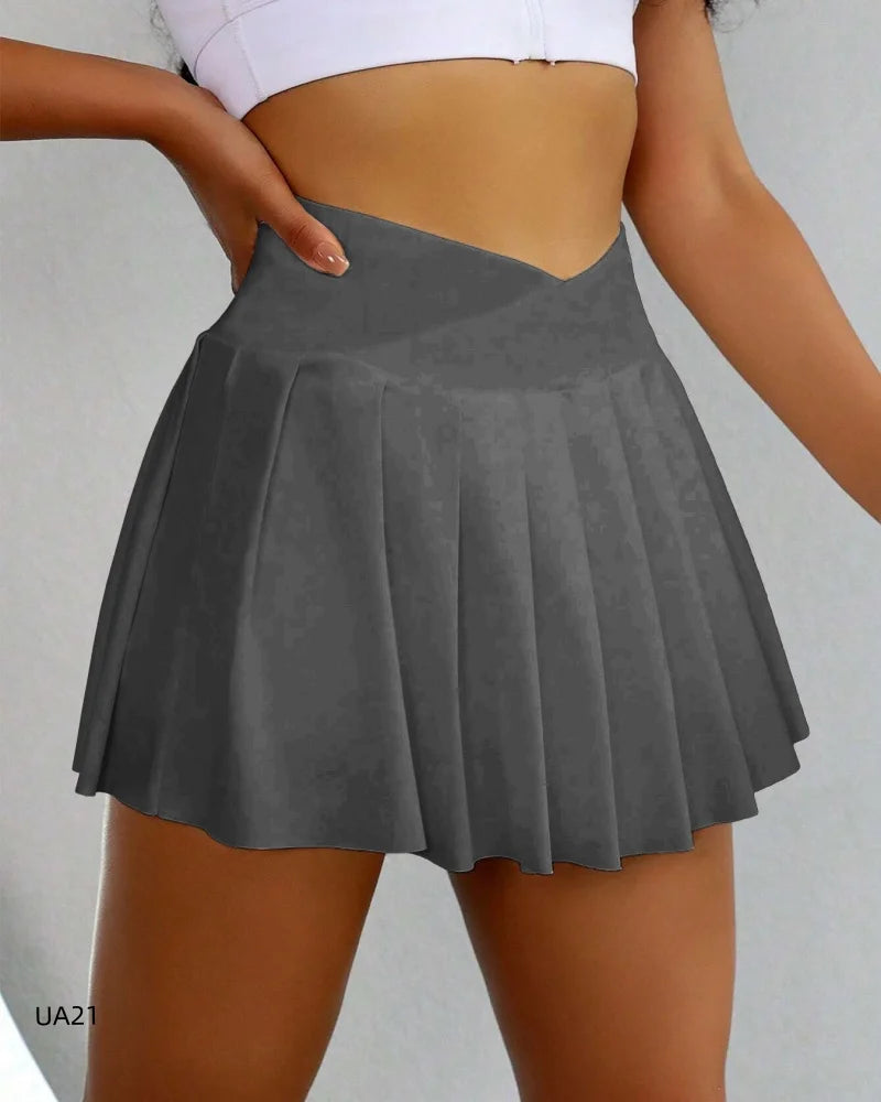 Women Summer Sports Skirt Yoga Pants Running Fitness Tennis Skirt Golf Skirt Quick drying Breathable High waisted pleated skirt